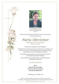 Trauerparte Maria Obersteiner, langjährige Wirtin vom Gasthof "Schöne Aussicht" in Iselsberg